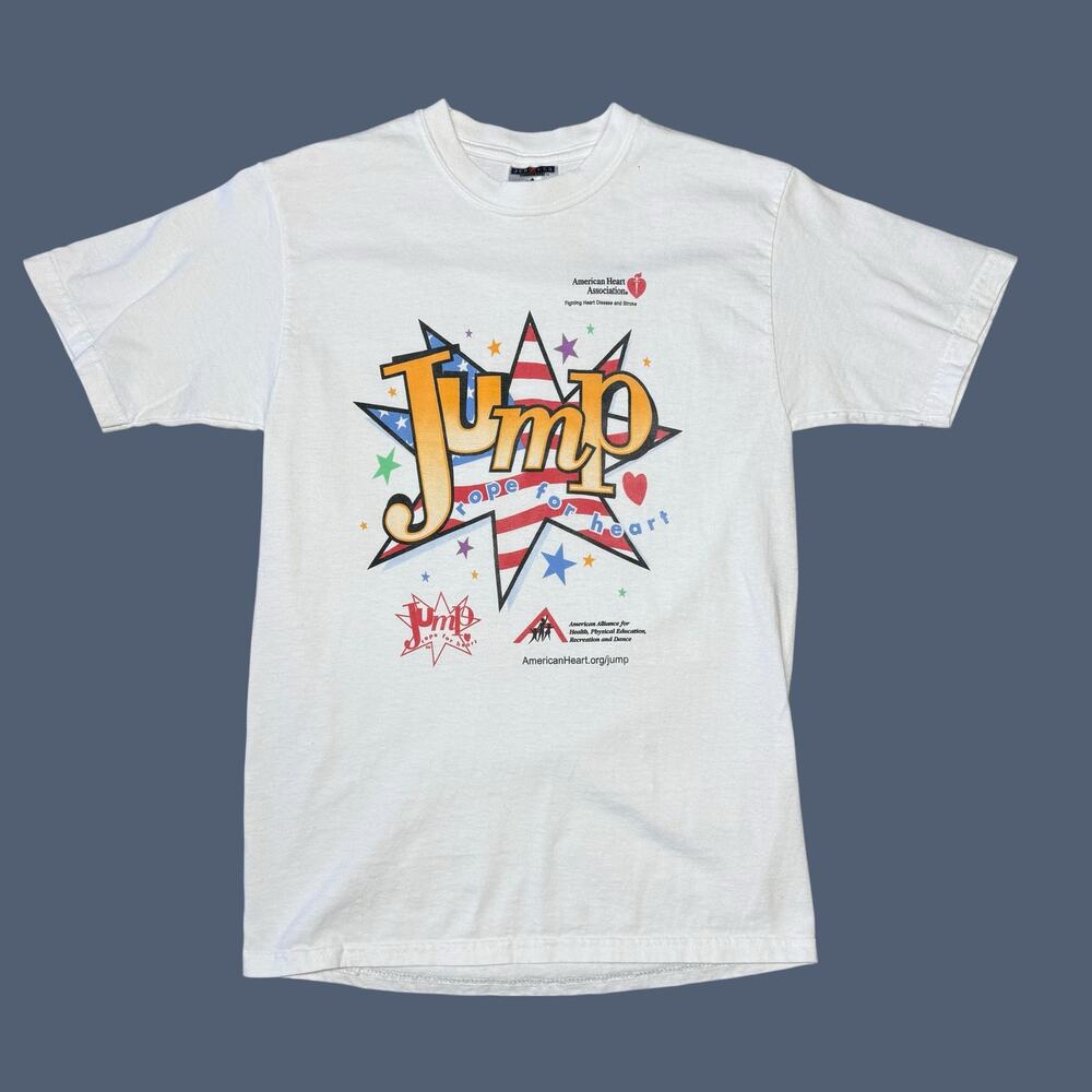 Vintage Jerzees American Heart Association Jump Rope for Heart T-Shirt Youth Lg